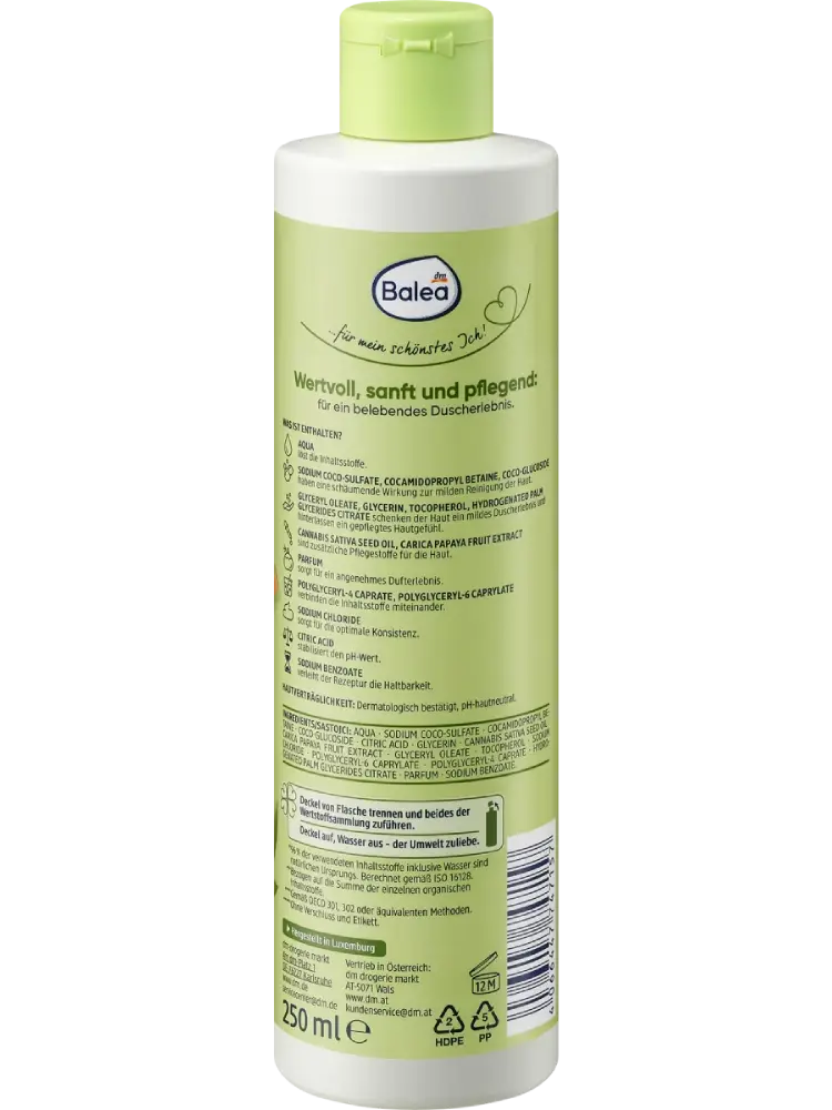 Balea Gel douche graines de chanvre & papaye, 250 ml - Image 3