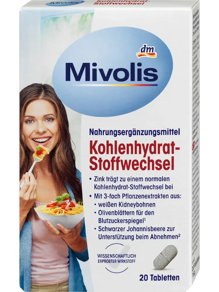 Mivolis Comprimés Métabolisme des glucides, 20 pièces (16 g)