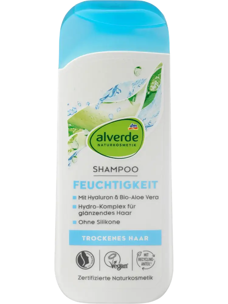 alverde COSMÉTIQUE NATURELLE Shampooing Hydratant à l’Aloe Vera et à l’Acide Hyaluronique, 200 ml