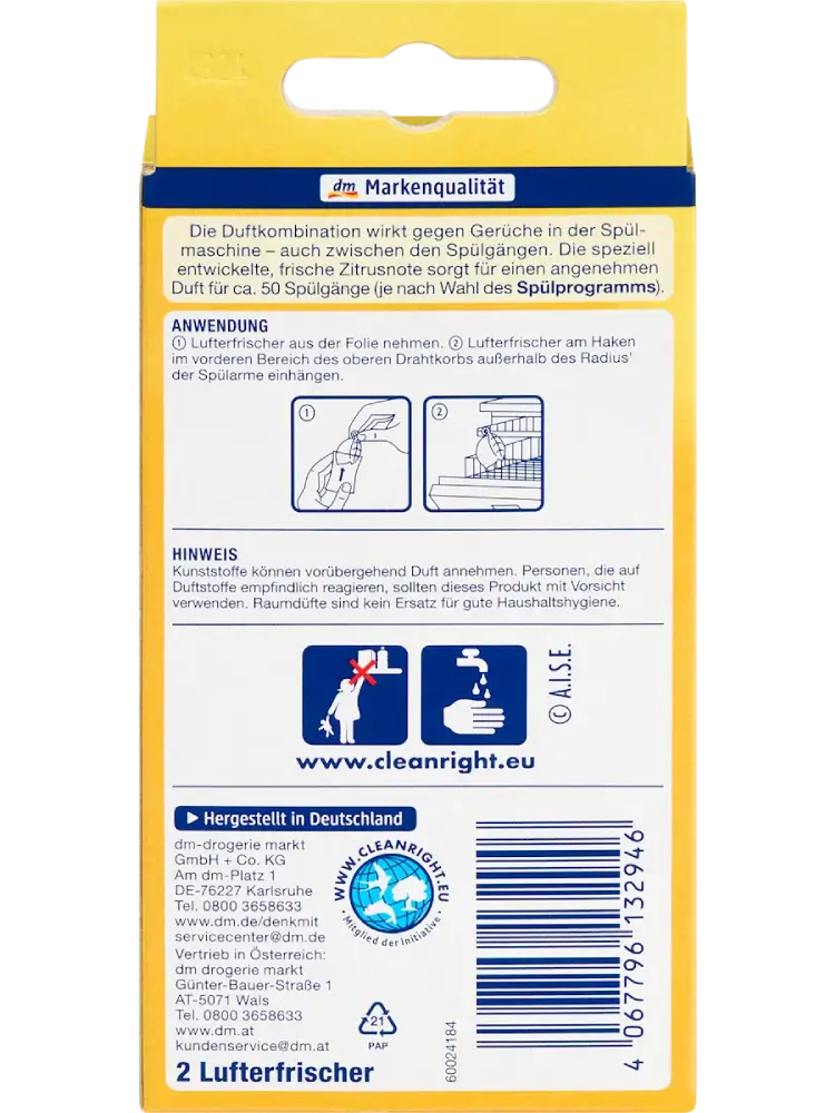 Denkmit Désodorisant pour lave-vaisselle fraîcheur citron, 2 pièces - Image 2