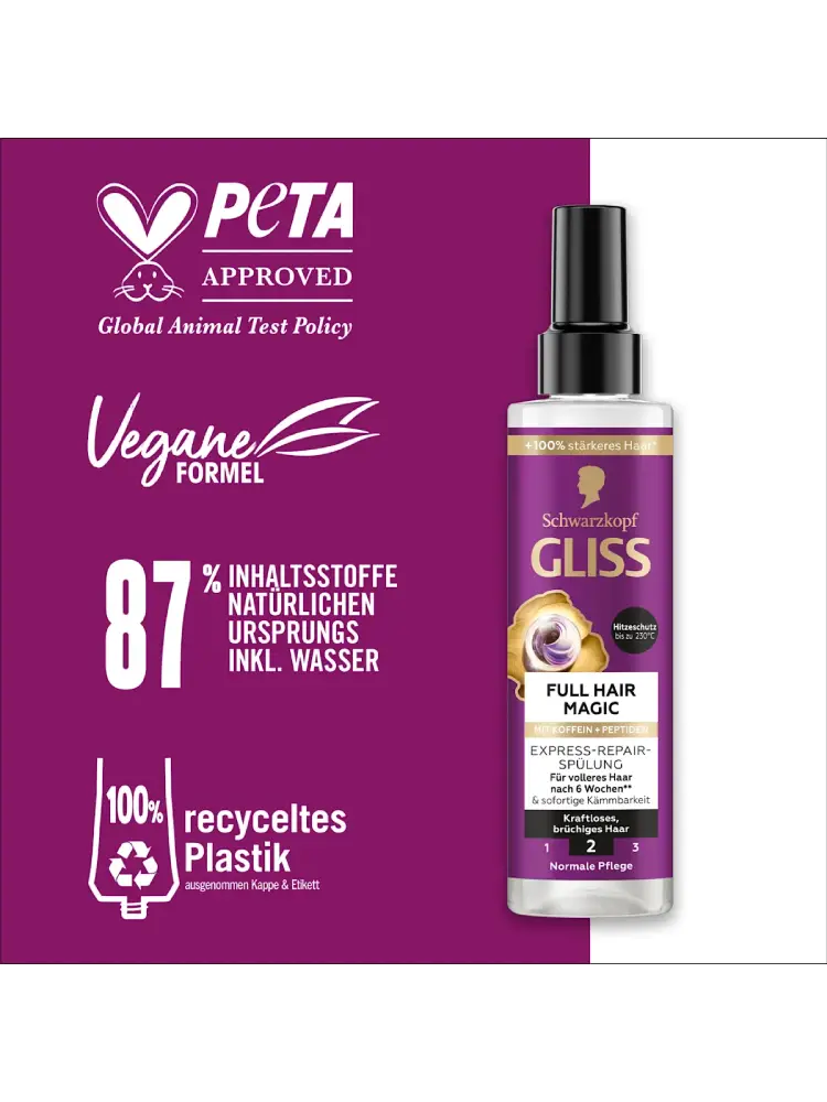 Schwarzkopf GLISS Après-shampooing Express Repair Full Hair Magic, 200 ml - Image 3