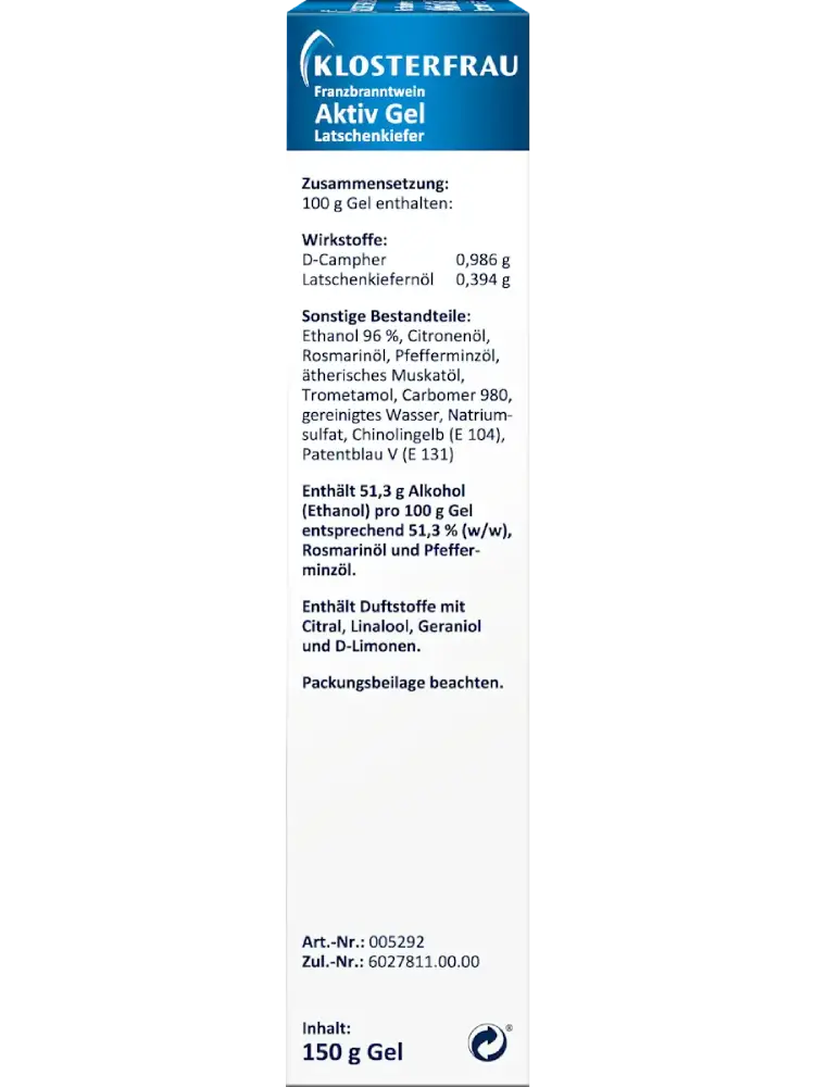 Klosterfrau Mobilind Gel actif au vin de friction Franzbranntwein et pin des Alpes, 150 g - Image 3