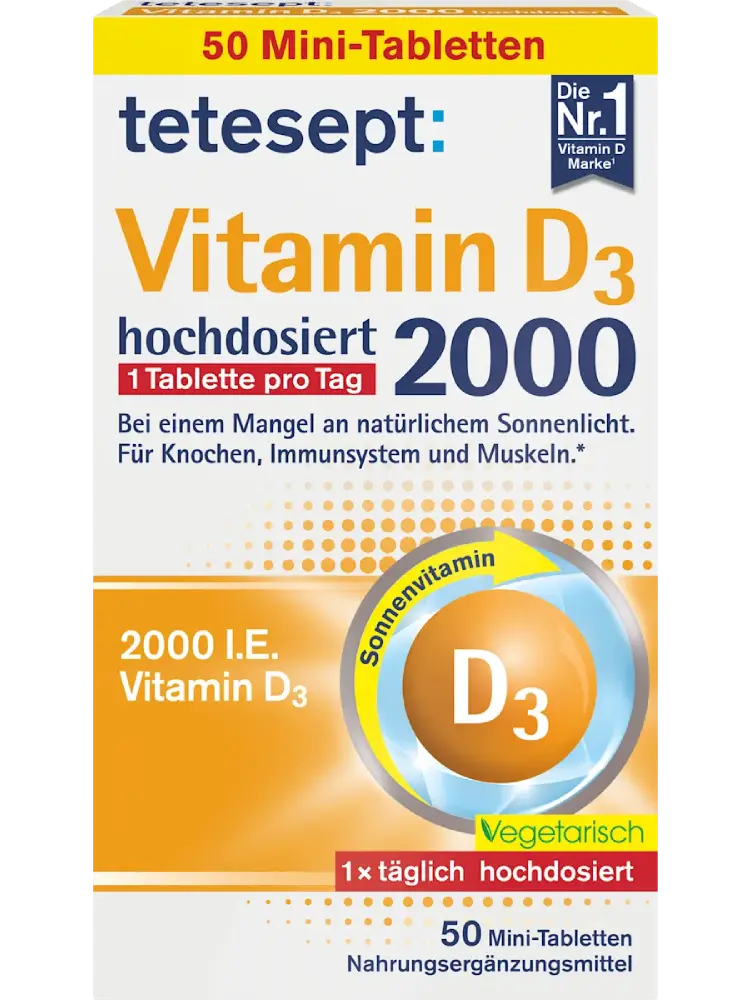 tetesept Comprimés Vitamine D3 2000 UI, 50 pièces, 15,3 g