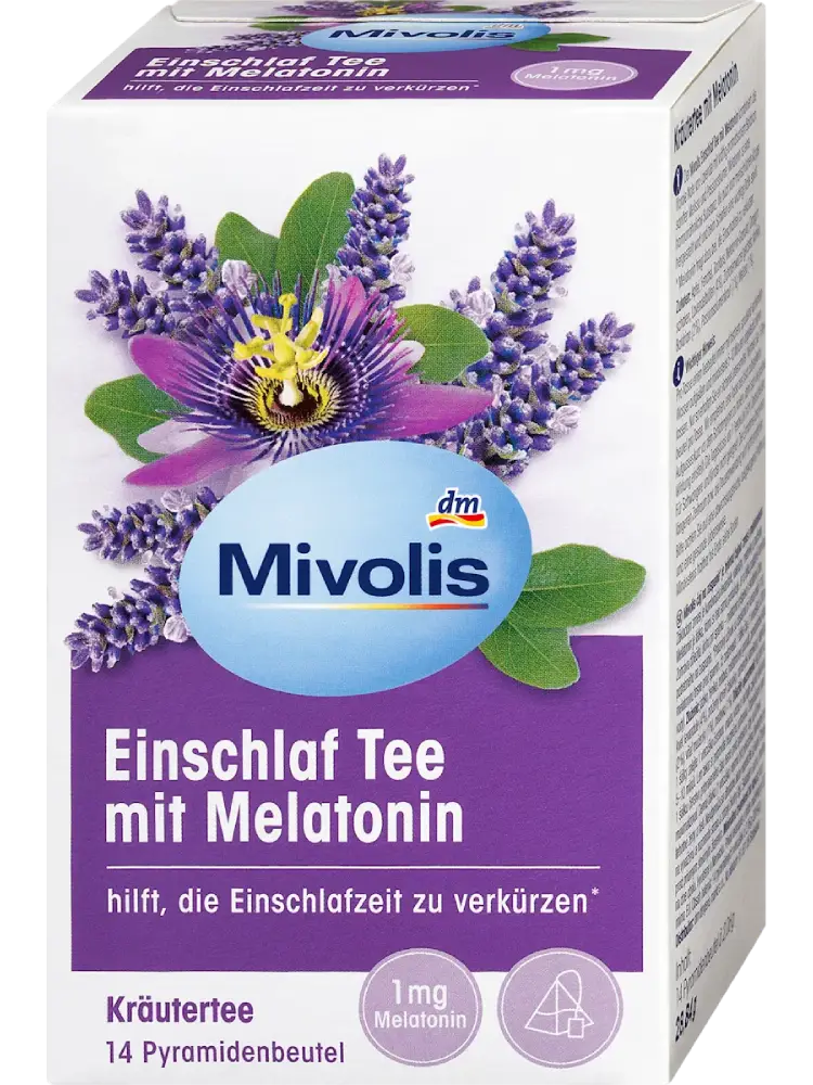 Mivolis Tisane pour le sommeil aux herbes avec mélatonine (14 sachets), 28 g